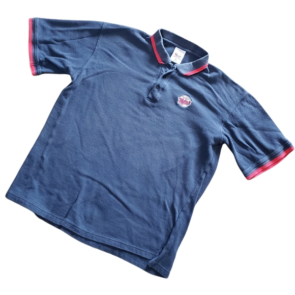 MLB Minnesota Twins Polo Shirt Retro True Fan Y2K Baseball Navy Blue XL Collar - Picture 1 of 5